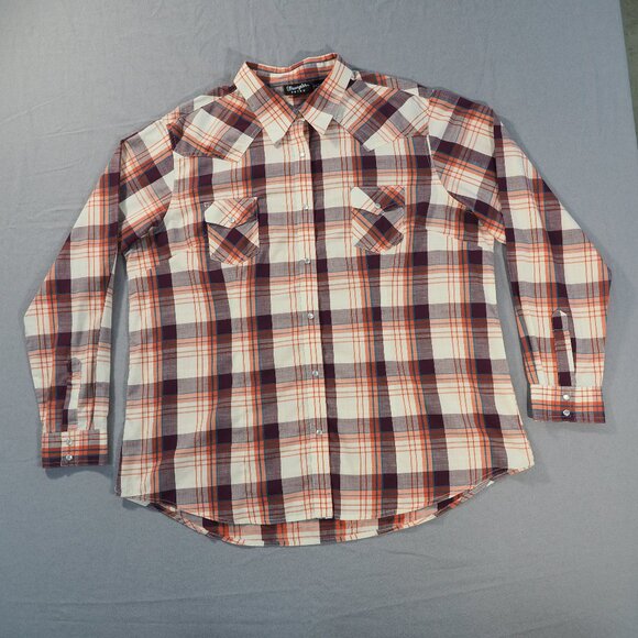 Wrangler Retro Shirt Mens XXL Purple Red Plaid Pearl Snap Rodeo Western Cowboy - Picture 1 of 7